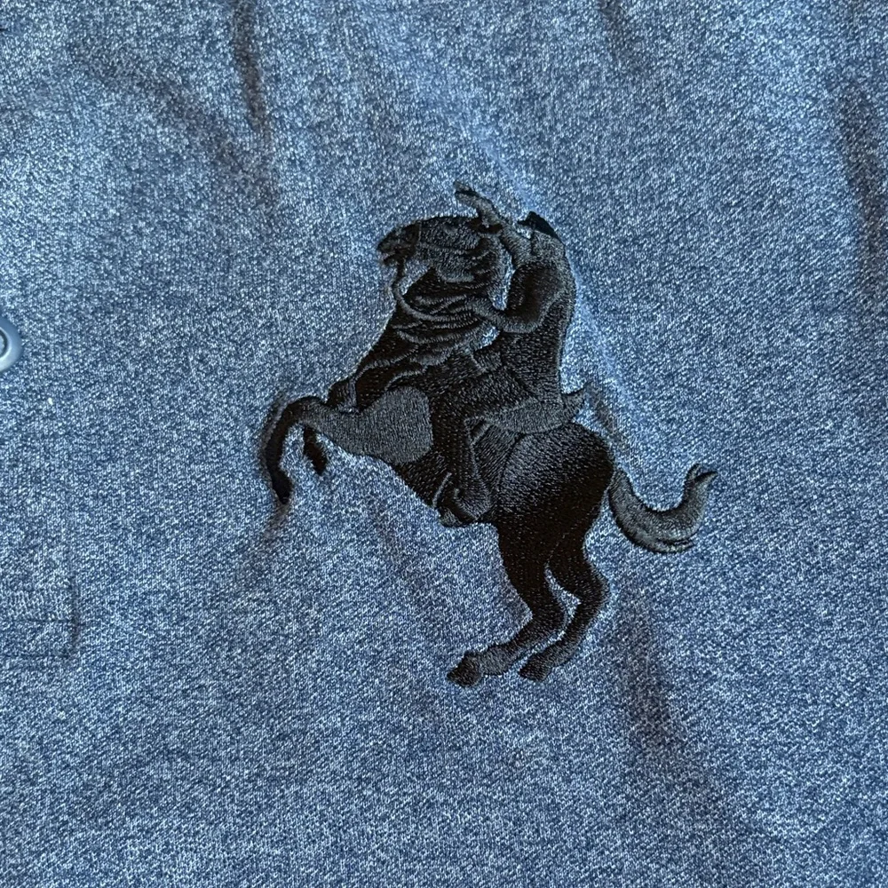 Men's Blue Polo Shirt with Contrast Collar - Picture 2 of 5